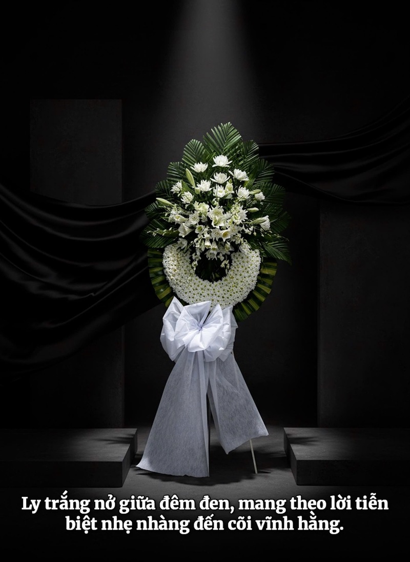 Vòng Hoa Tang Lễ Trắng Điểm Nơ